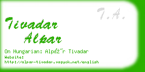 tivadar alpar business card